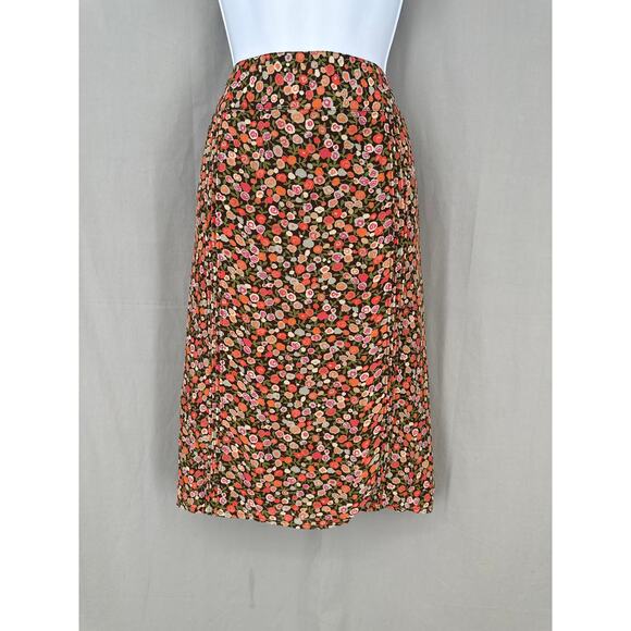 Y2K Vintage Skirt Large Brown Floral Midi Cottage Boho Bohemian 90s Fairy Pink - Picture 1 of 8